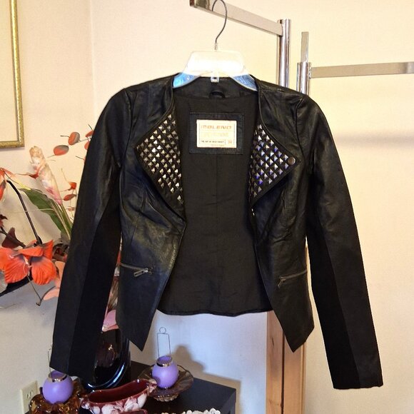 NWT BLEND Women's Black 100% Genuine Leather Jackets Fall Winter Outerwear XS 2 - Picture 1 of 15